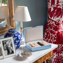 Addison Ross Ltd Boxes PALE DENIM BLUE GLASSES BOX: Silver Trim