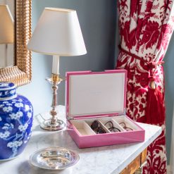 Addison Ross Ltd PINK SHAGREEN GLASSES BOX: Silver Trim