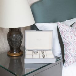 Addison Ross Ltd CHIFFON GRAY WATCH BOX: Silver Trim