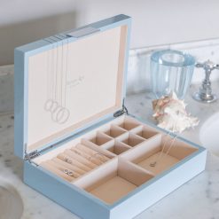 Addison Ross Ltd PALE DENIM BLUE JEWELRY BOX: Silver Trim