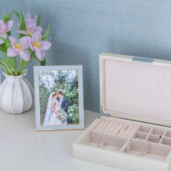 Addison Ross Ltd Boxes VANILLA CROCODILE JEWELRY BOX: Silver Trim