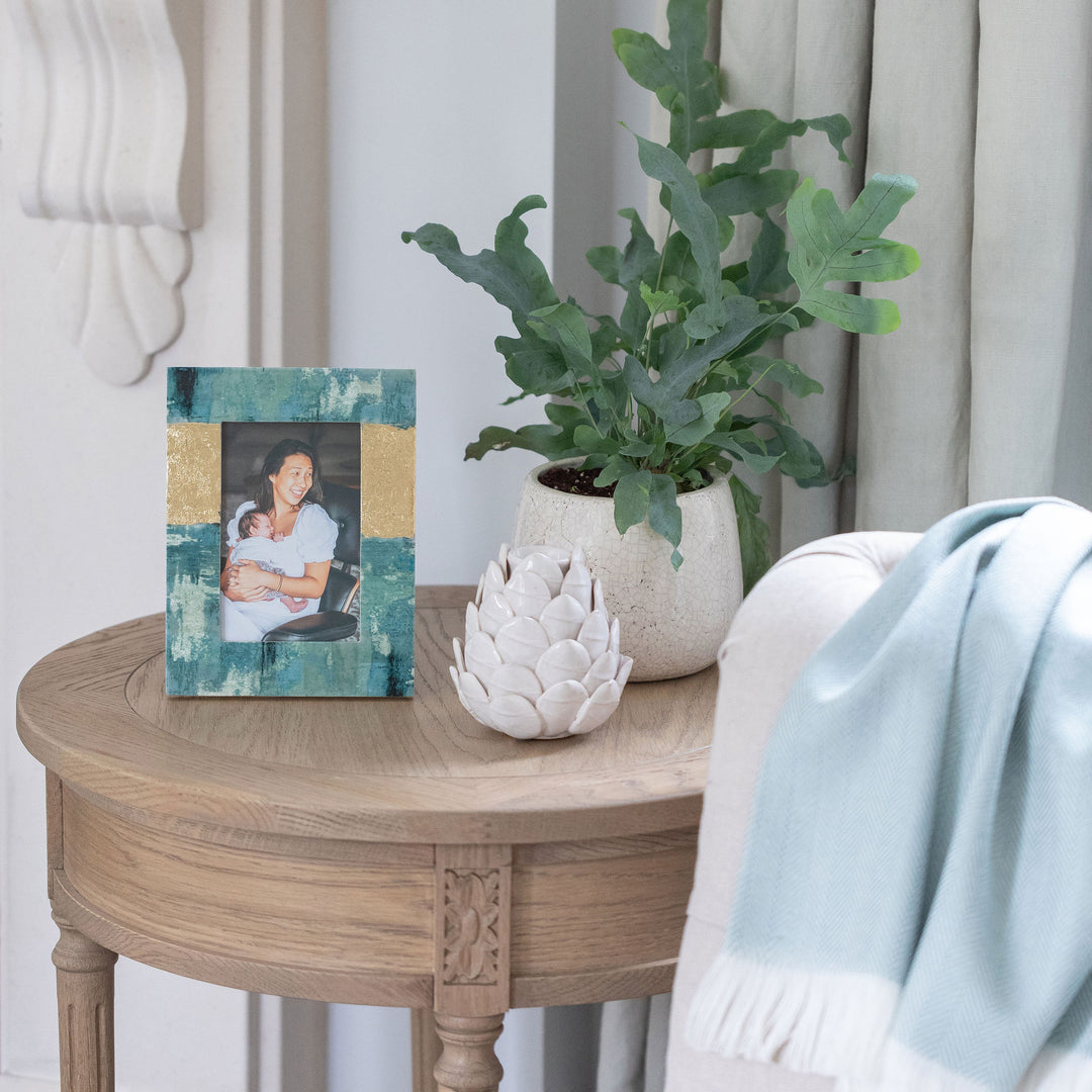 Addison Ross Ltd Frames Green And Gold Bone 4 X 6 Photo Frame