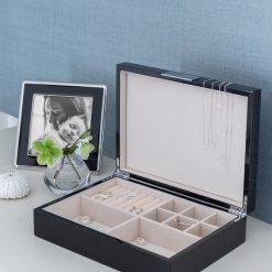 Addison Ross Ltd Boxes BLACK JEWELRY BOX: Silver Trim