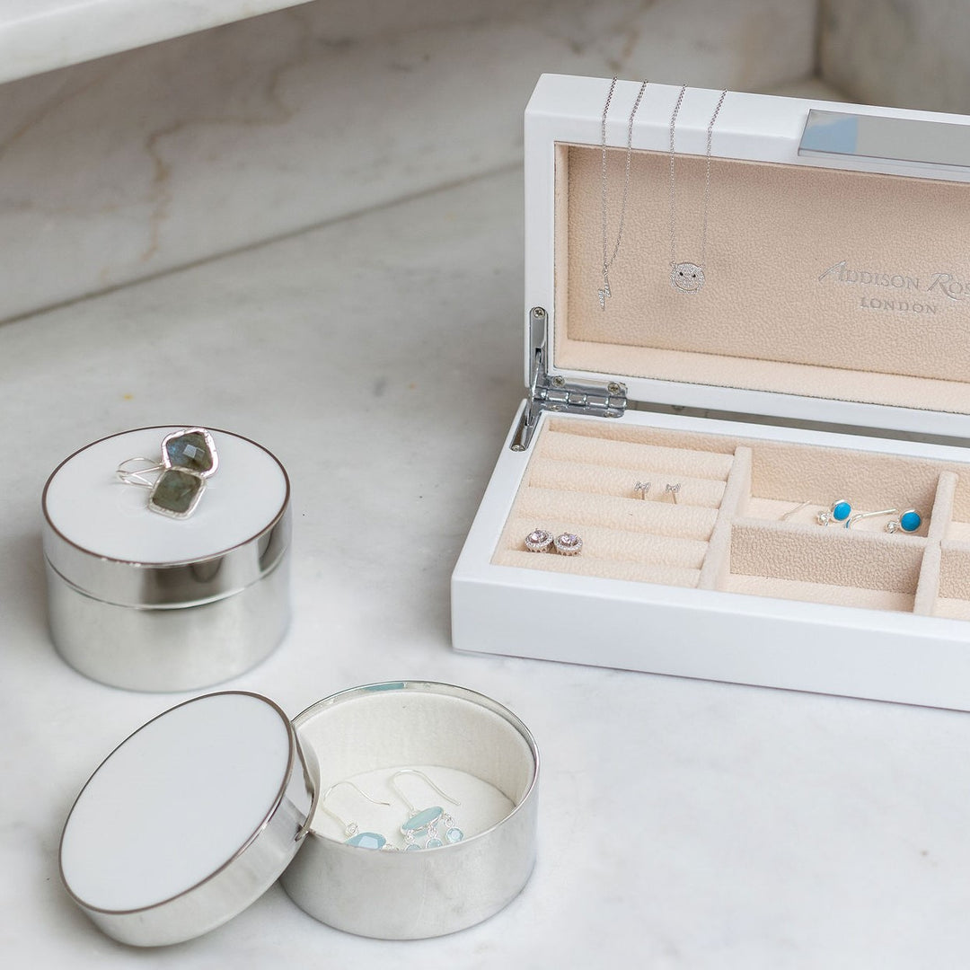 Addison Ross Ltd Boxes White & Silver Trinket Pot