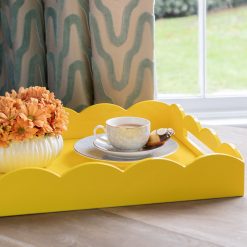 Addison Ross Ltd LARGE, YELLOW SCALLOPED EDGE TRAY Homeware