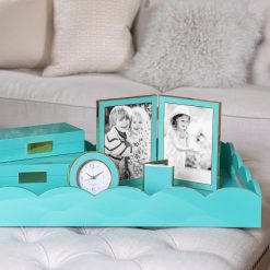 Addison Ross Ltd Turquoise Blue & Gold Alarm Clock