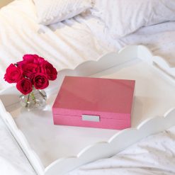 Addison Ross Ltd PINK SHAGREEN GLASSES BOX: Silver Trim