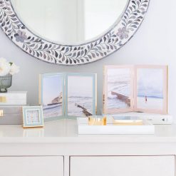 Addison Ross Ltd Frames Pale Pink Enamel & Gold Double Frame