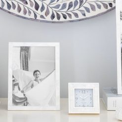 Addison Ross Ltd Clocks Mother Of Pearl Shell & Silver Square Alarm Clock