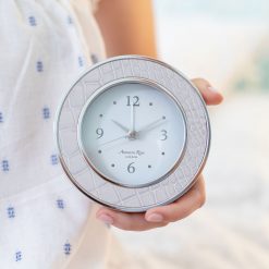 Addison Ross Ltd Mocha Croc Silver Alarm Clock Clocks