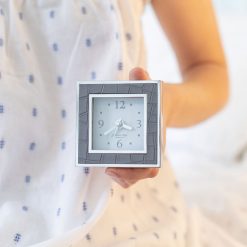 Addison Ross Ltd Grey Croc Square Silent Alarm Clock