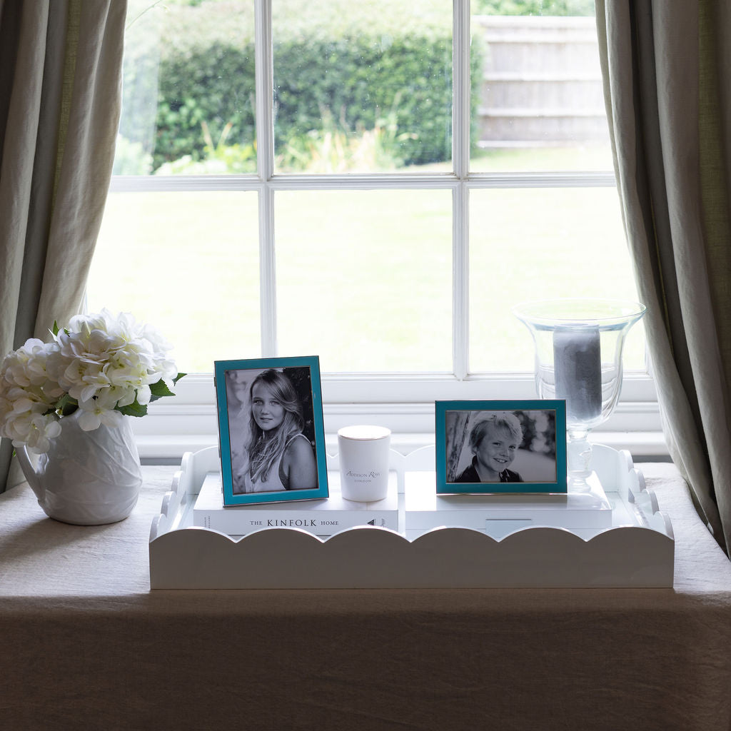 Addison Ross Ltd Silver Trim, Aqua Blue Enamel Picture Frame