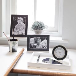 Addison Ross Ltd Black Croc Silver Alarm Clock