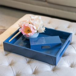 Addison Ross Ltd Blue Shagreen Box With Silver Boxes