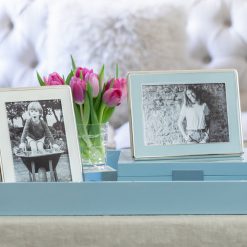 Addison Ross Ltd Boxes Pale Denim Lacquer Box With Silver