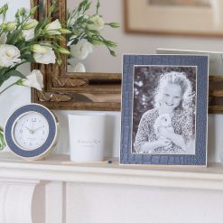 Addison Ross Ltd Clocks Blue Croc Silver Alarm Clock