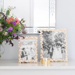 Addison Ross Ltd WHITE ENAMEL FLOWER & GOLD PLATED PHOTO FRAME