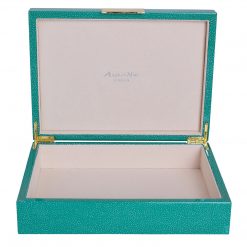 Addison Ross Ltd Boxes GREEN SHAGREEN STORAGE BOX: Gold Trim