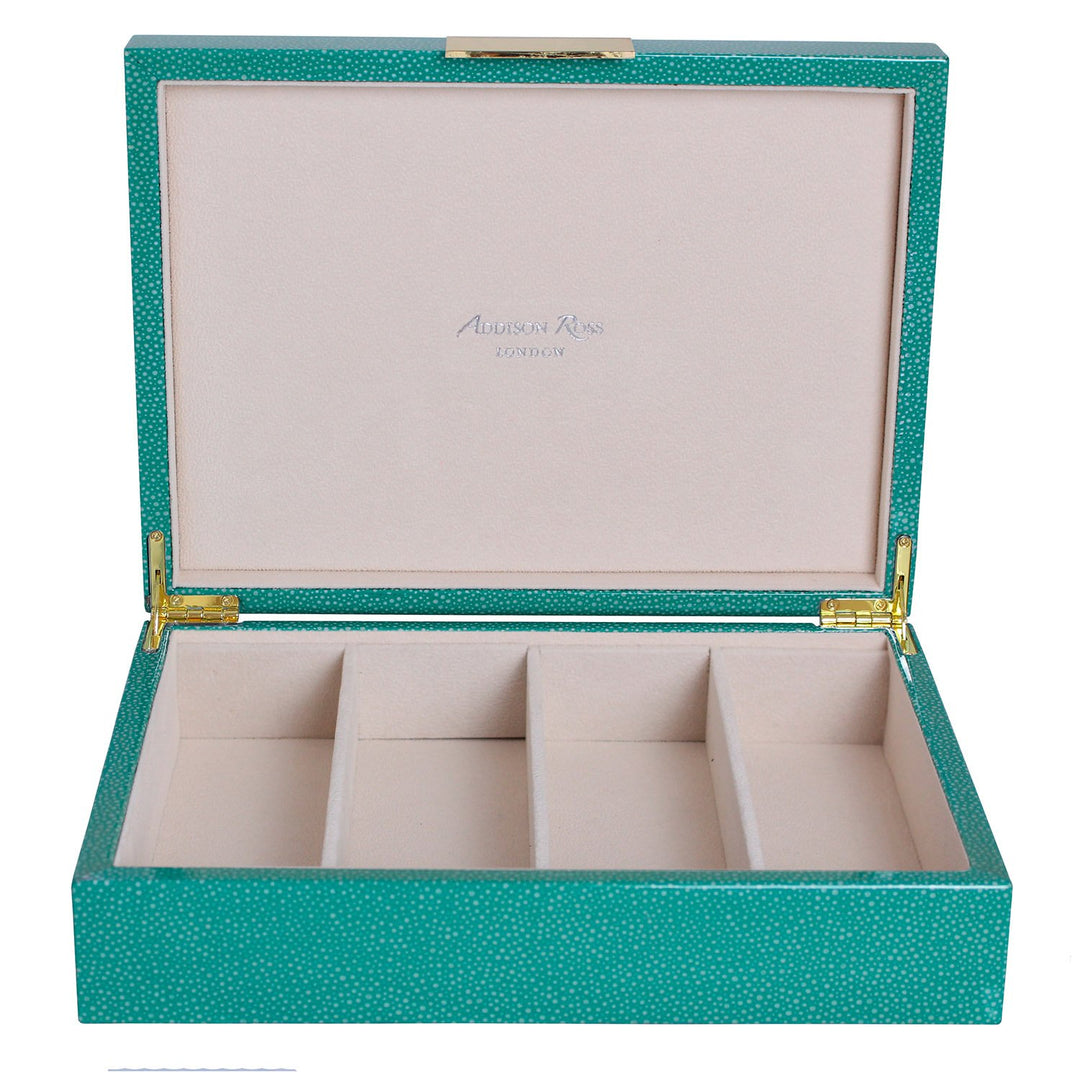 Addison Ross Ltd GREEN SHAGREEN GLASSES BOX: Gold Trim