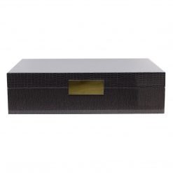 Addison Ross Ltd BROWN CROCODILE GLASSES BOX: Gold Trim