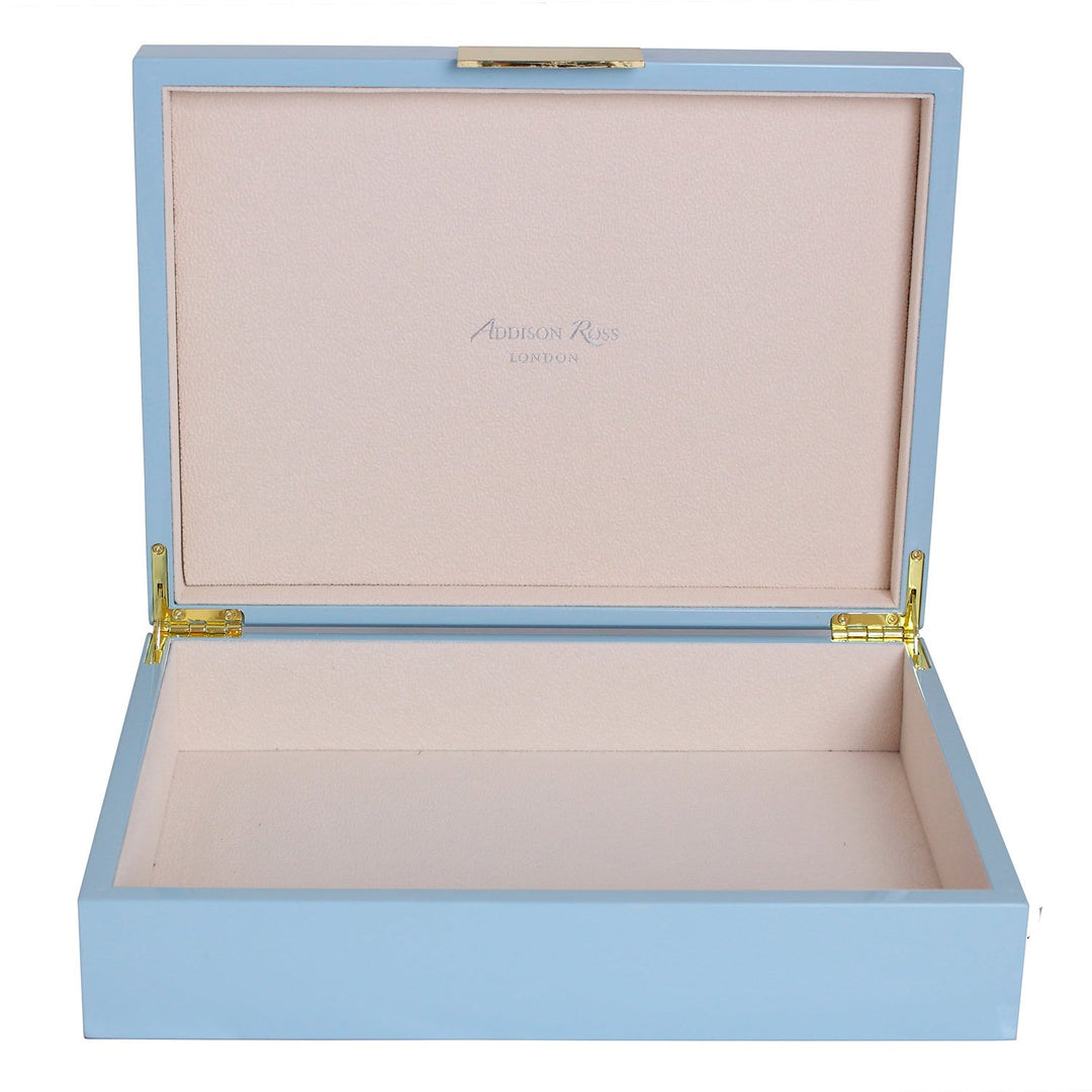 Addison Ross Ltd Boxes PALE DENIM BLUE STORAGE BOX : Gold Trim