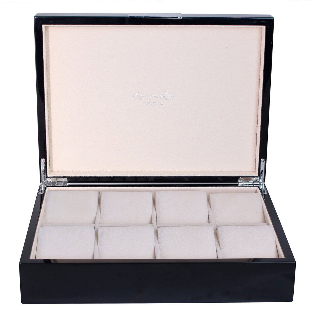 Addison Ross Ltd Boxes BLACK WATCH BOX: Silver Trim
