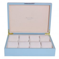 Addison Ross Ltd PALE DENIM BLUE WATCH BOX Subhead: Silver Trim Boxes