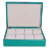 Addison Ross Ltd GREEN SHAGREEN WATCH BOX: Silver Trim Boxes