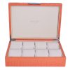 Addison Ross Ltd Boxes ORANGE CROCODILE WATCH BOX: Silver Trim