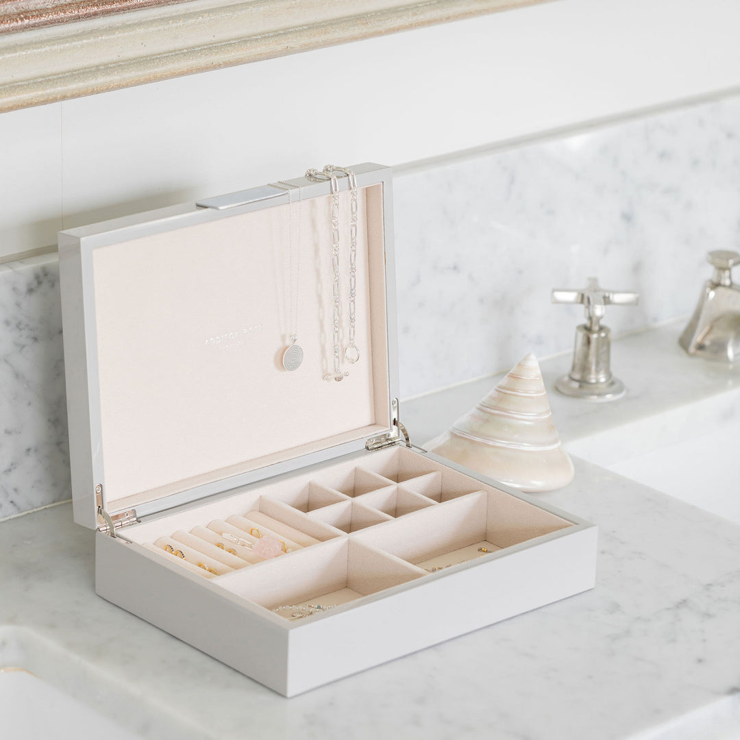 Addison Ross Ltd CHIFFON JEWELRY BOX: Silver Trim