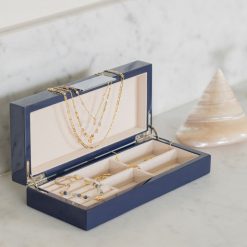 Addison Ross Ltd Navy Lacquer Box With Silver Boxes