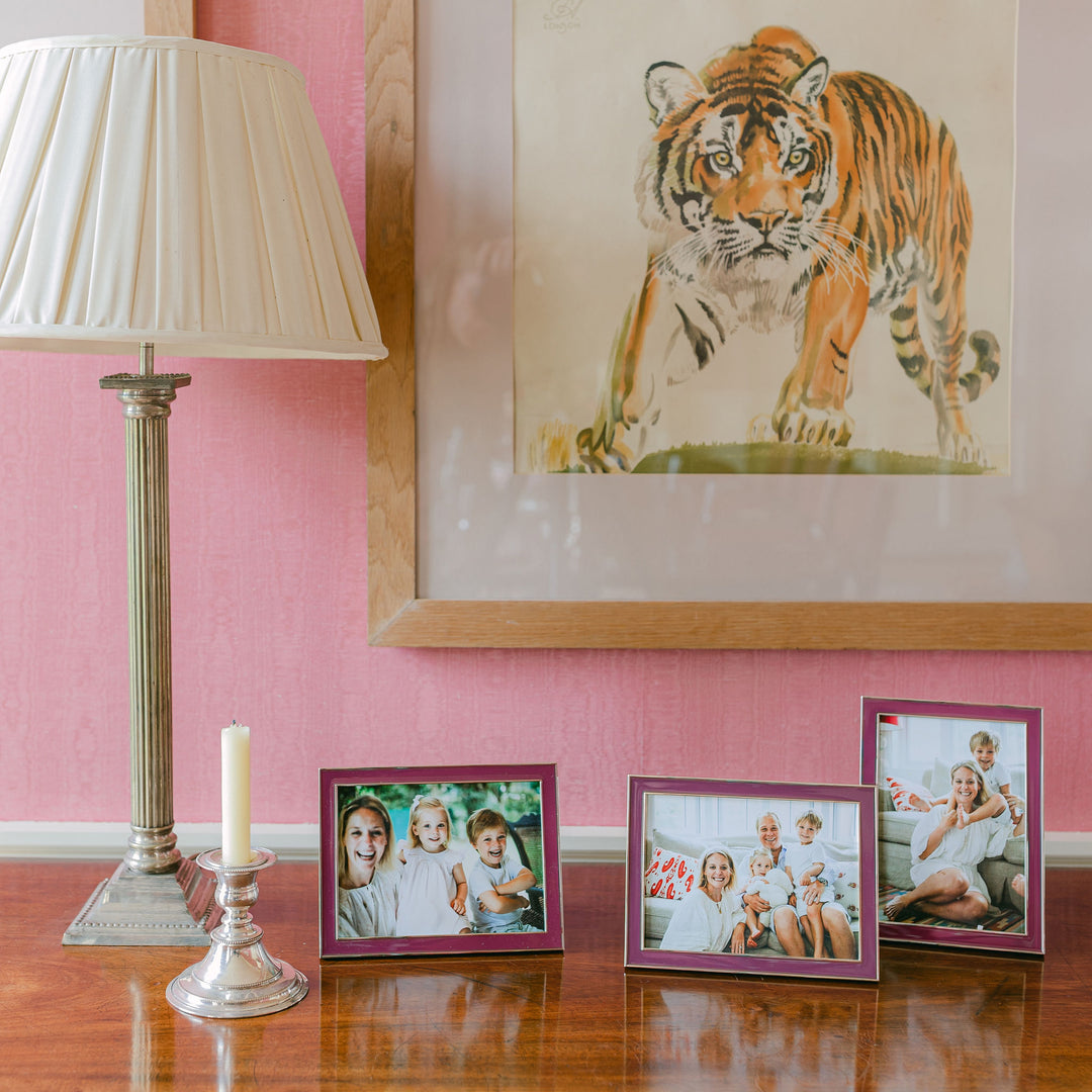 Addison Ross Ltd Silver Trim, Plum Enamel Picture Frame Frames