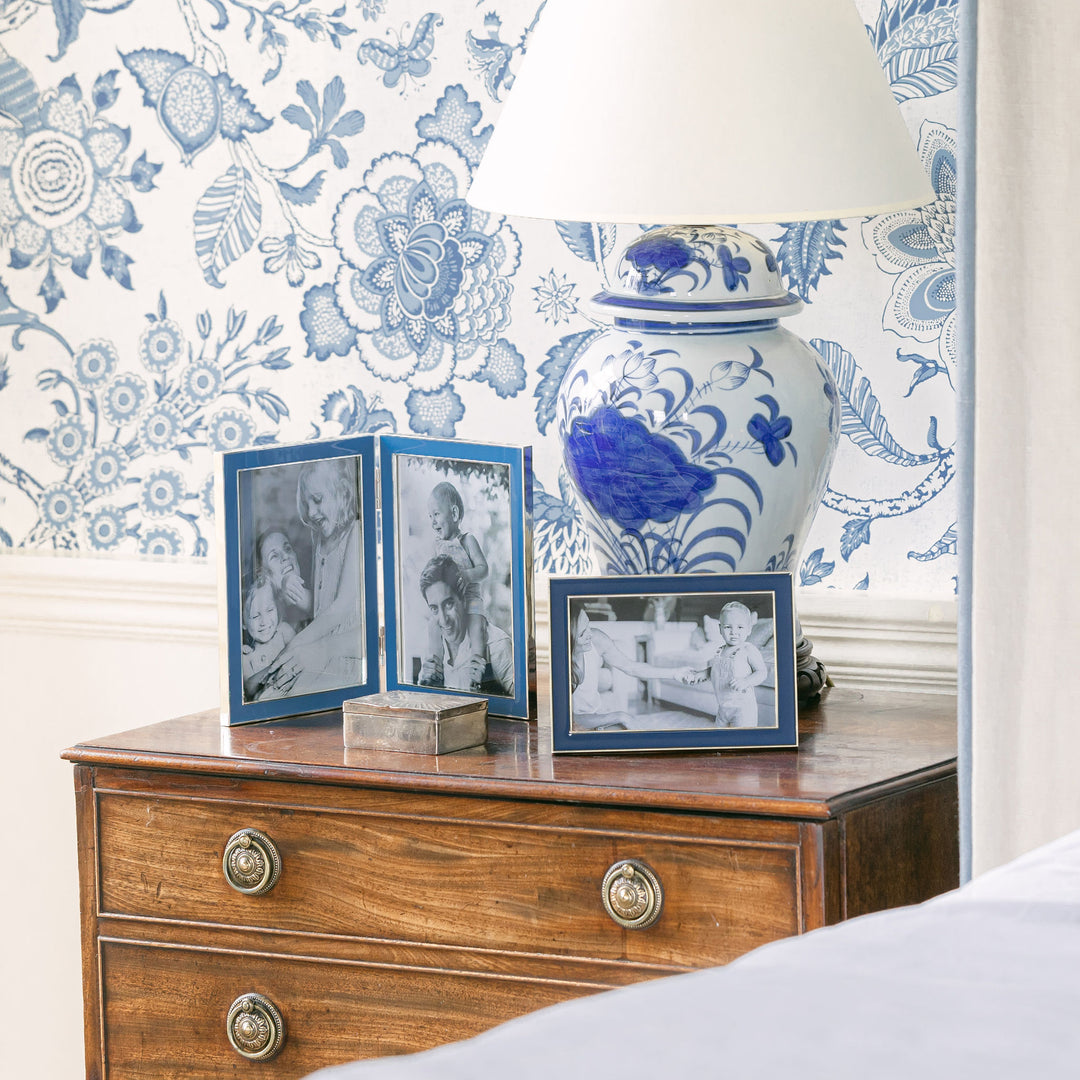 Addison Ross Ltd Silver Trim, Navy Blue Enamel Picture Frame
