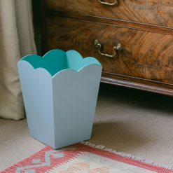 Addison Ross Ltd UK Homeware Scalloped Lacquer Bin – Eau De Nil & Turquoise