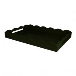 Addison Ross Ltd Homeware LARGE, BLACK SCALLOPED EDGE TRAY