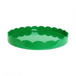 Addison Ross Ltd Leaf Green Round Large Lacquered Scallop Tray Homeware