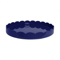 Addison Ross Ltd Homeware Navy Round Large Lacquered Scallop Tray
