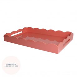 Addison Ross Ltd Coral Pink Large Lacquered Scallop Ottoman Tray – Limited Edition