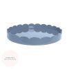 Addison Ross Ltd Chambray Blue Round Lacquered Scallop Ottoman Tray – Limited Edition