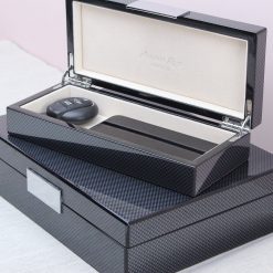 Addison Ross Ltd CARBON FIBRE STORAGE BOX: Silver Trim