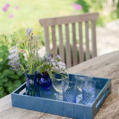 Addison Ross Ltd Blue Shagreen Medium Lacquered Serving Tray Homeware