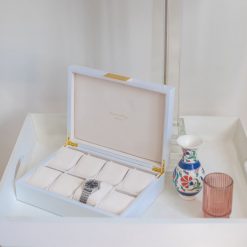 Addison Ross Ltd PALE DENIM BLUE WATCH BOX: Gold Trim Boxes