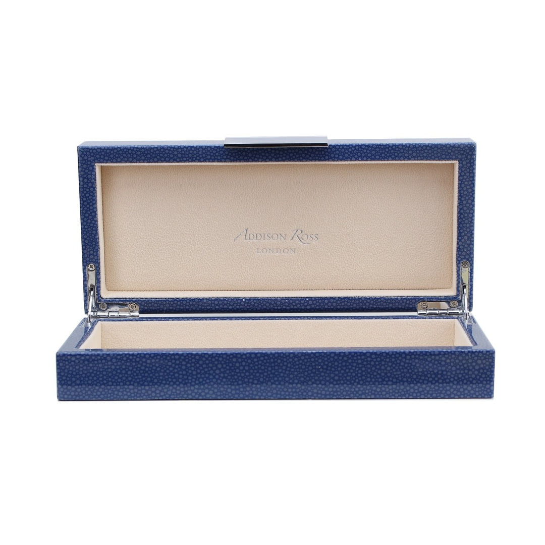Addison Ross Ltd Blue Shagreen Box With Gold Boxes