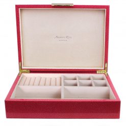 Addison Ross Ltd PINK SHAGREEN JEWELRY BOX: Gold Trim Boxes