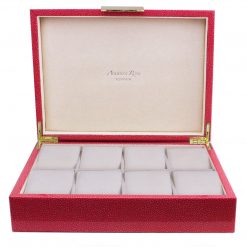 Addison Ross Ltd PINK SHAGREEN WATCH BOX: Gold Trim