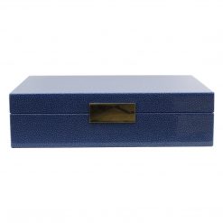 Addison Ross Ltd BLUE SHAGREEN STORAGE BOX: Silver Trim