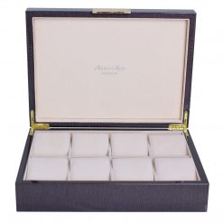 Addison Ross Ltd BROWN CROCODILE WATCH BOX: Gold Trim
