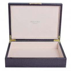 Addison Ross Ltd BROWN CROCODILE STORAGE BOX: Gold Trim