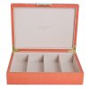 Addison Ross Ltd ORANGE CROCODILE WATCH BOX: Gold Trim Boxes