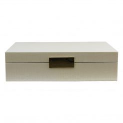 Addison Ross Ltd Boxes VANILLA CROCODILE STORAGE BOX: Gold Trim